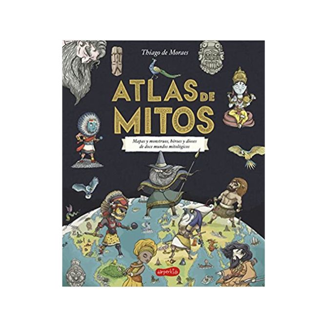 Foto del libro sobre mitología para niños con título Atlas de mitos