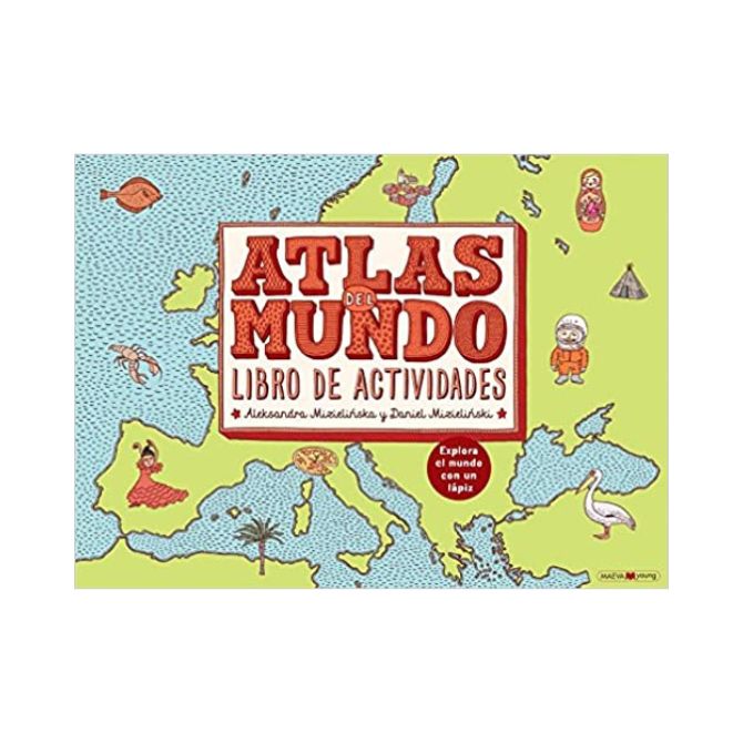 Foto de libro de atlas para niños con titulo Atlas del mundo Libro de actividades