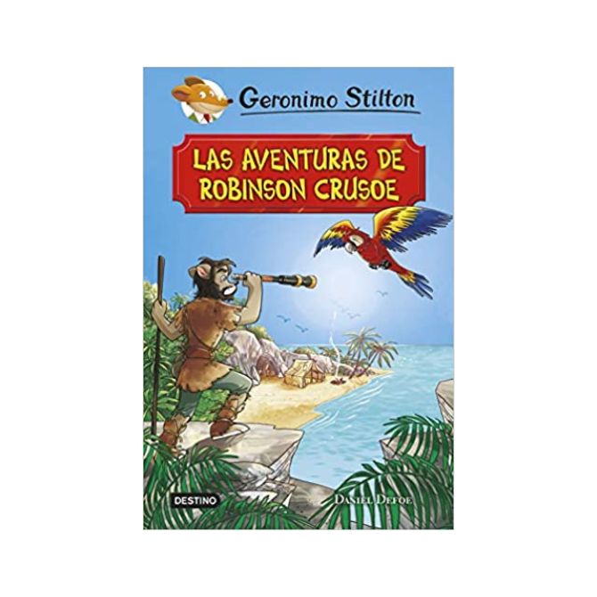Foto del clásico adaptado para niños con título Las aventuras de Robinson Crusoe